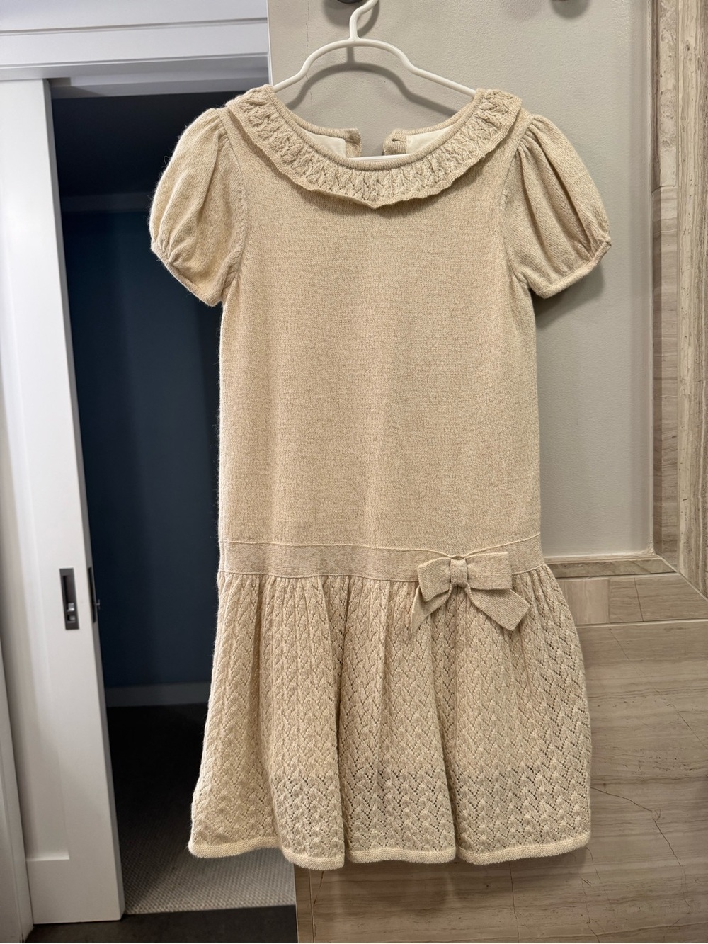 Janie and Jack Girls Cream Knit sweaDress with Bow